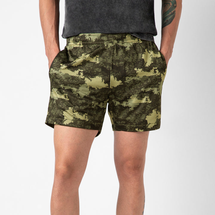 Mesh Short Camo Tree front on model