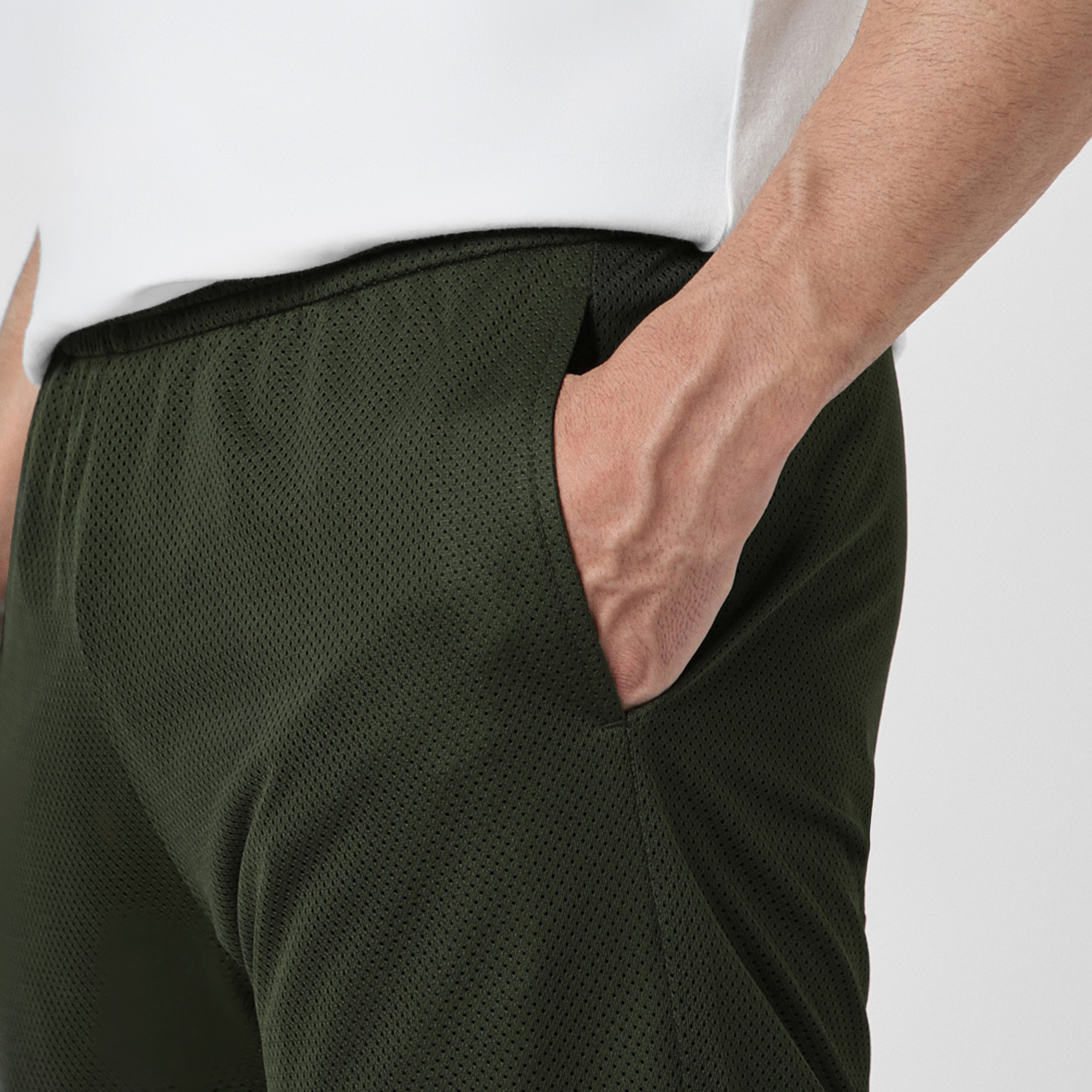 Mesh Short 5.5" Military Green close up left pocket