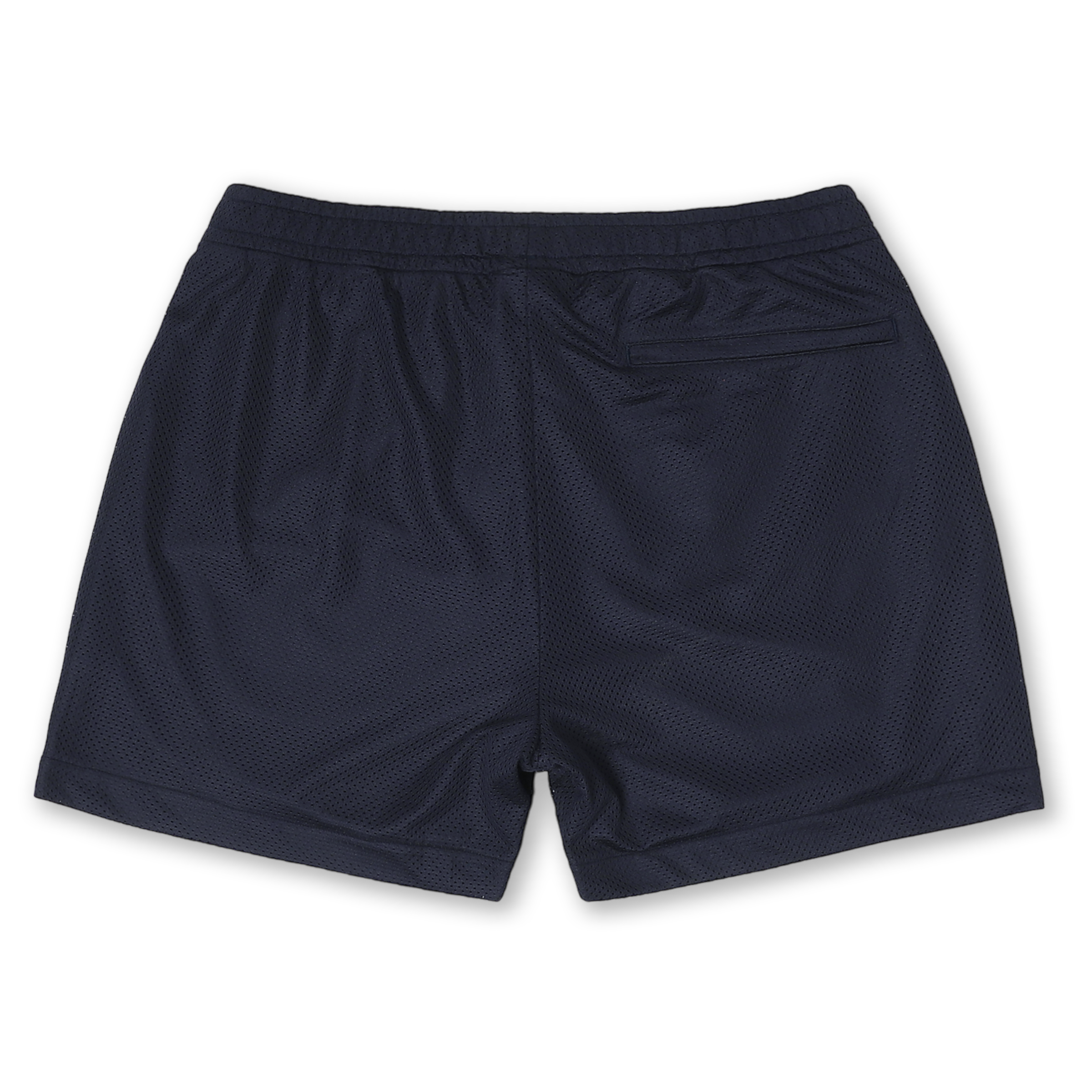 Mesh Short 5.5" Navy back with elastic waistband and back right hidden zipper pocket