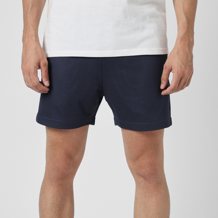 Mesh Short Navy front on model