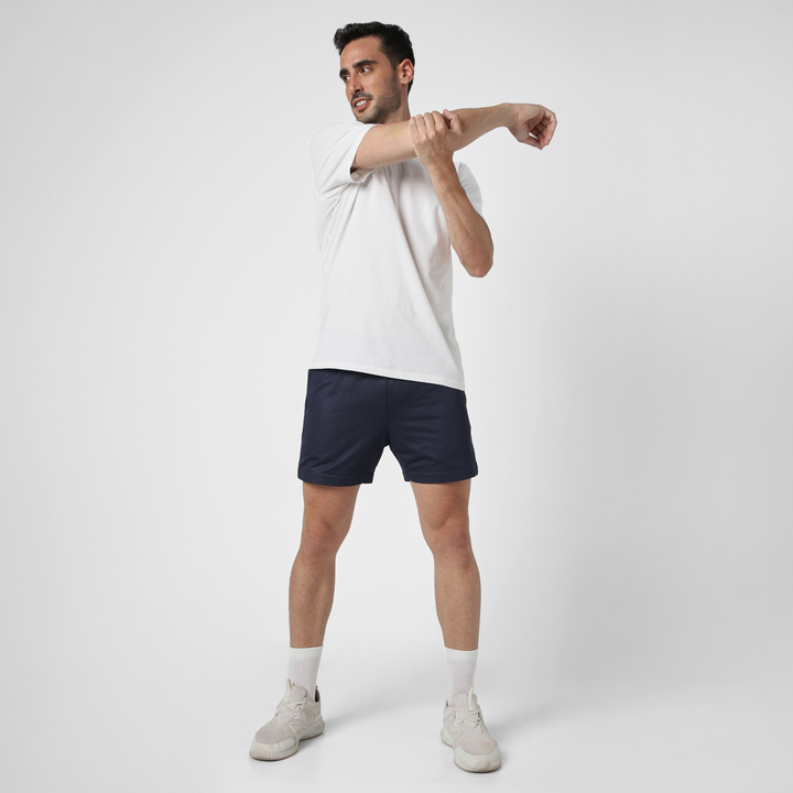 Mesh Short in Navy on model