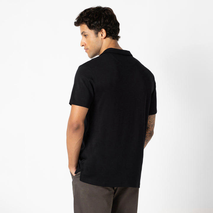 Midweight Supima Polo Black back on model