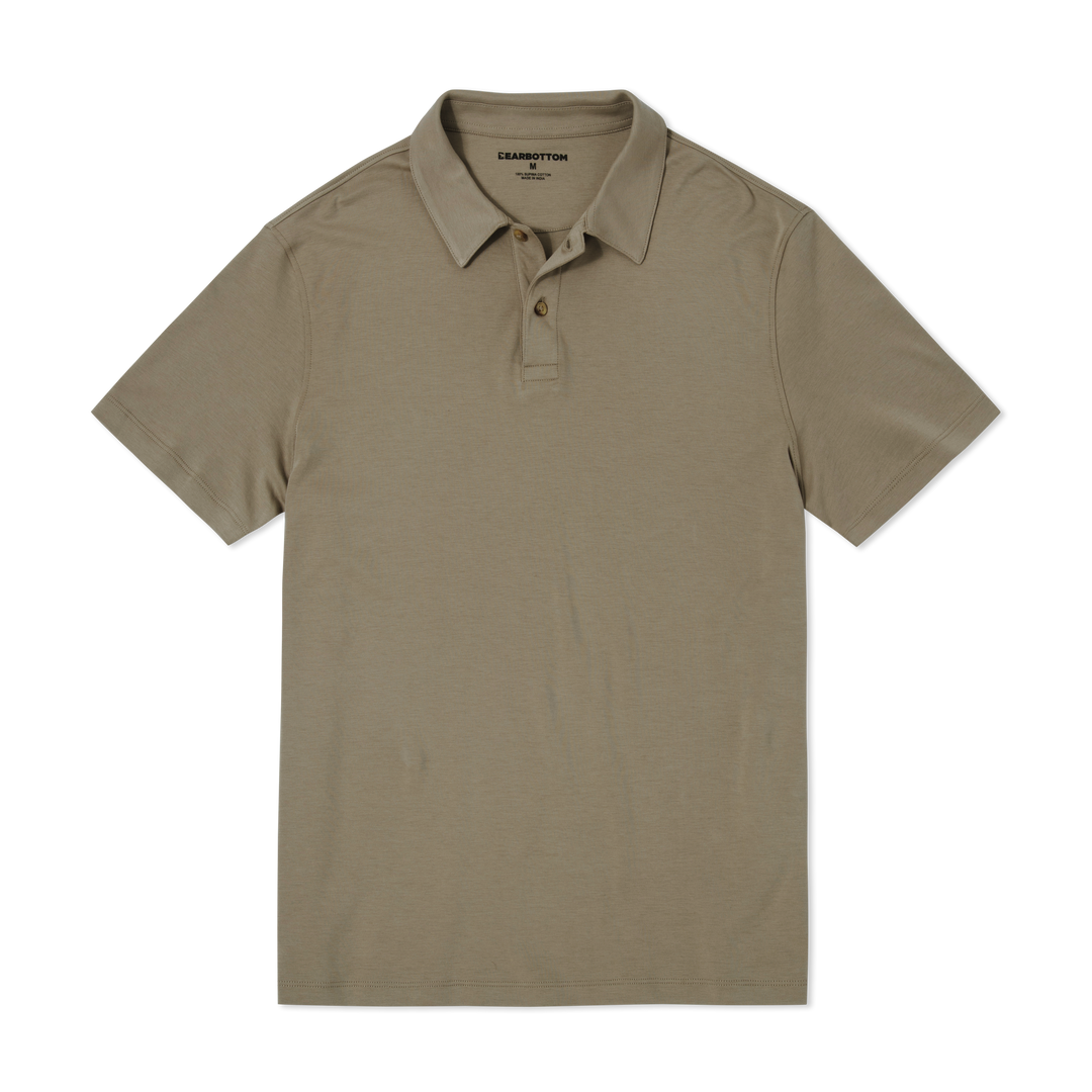 Midweight Supima Polo Fossil front flat