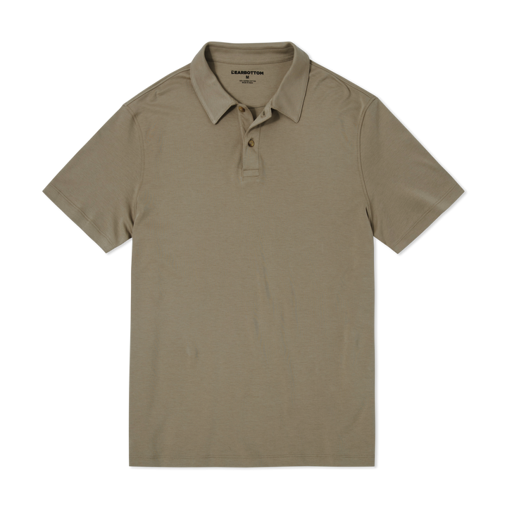 Midweight Supima Polo Fossil front flat