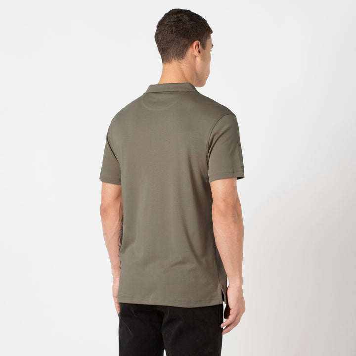 Midweight Supima Polo Fossil back on model