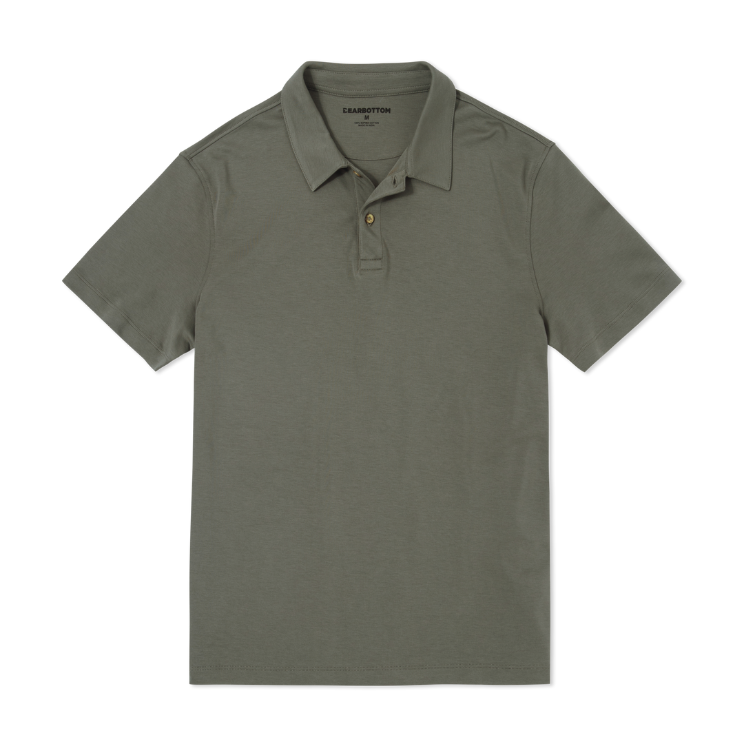 Midweight Supima Polo Graphite flat front