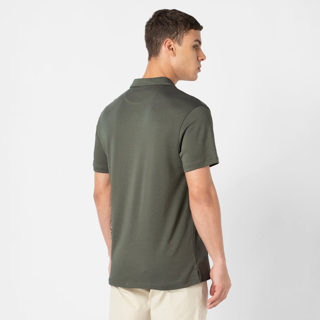 Midweight Supima Polo Graphite back on model