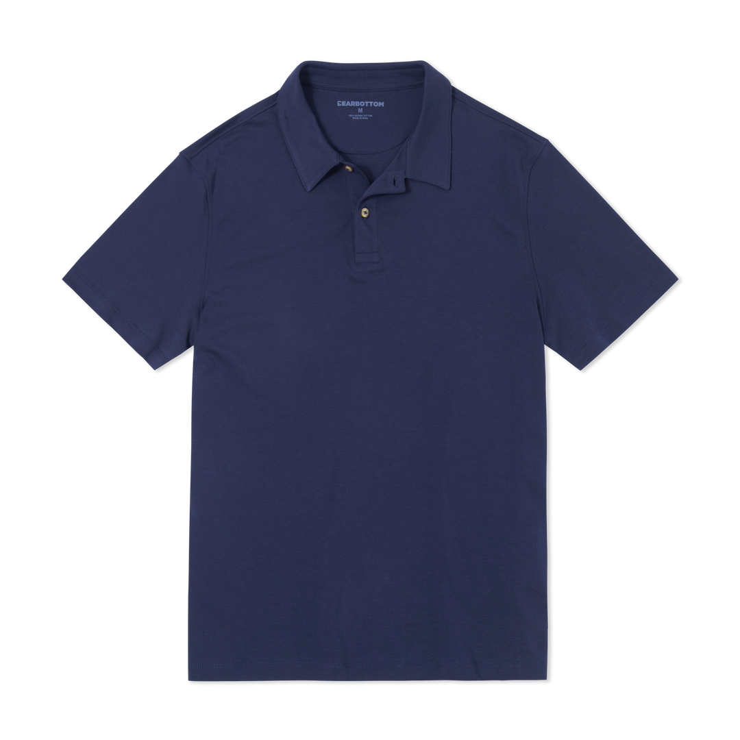 Midweight Supima Polo Navy flat front