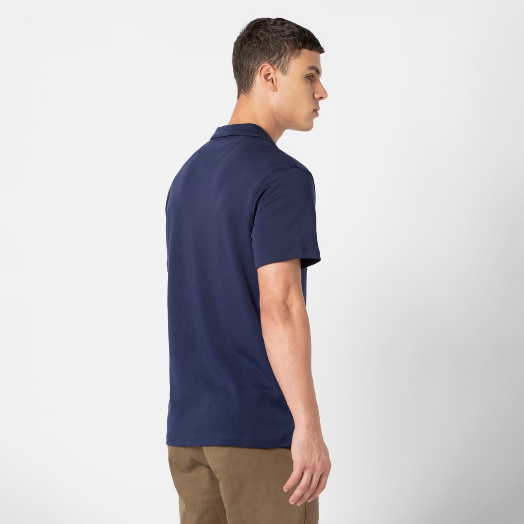 Midweight Supima Polo Navy back on model
