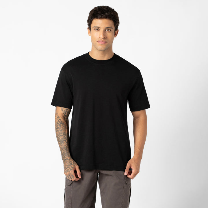 Midweight Supima Tee Black front on model