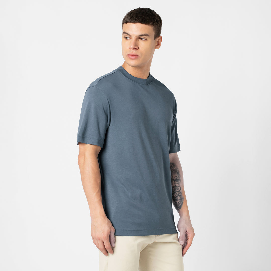 Midweight Supima Tee Denim on model side