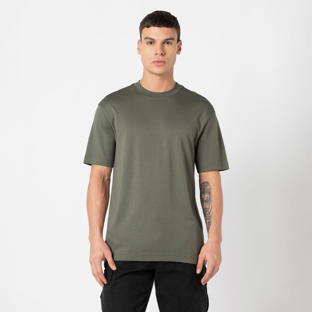 Midweight Supima Tee Graphite front on model