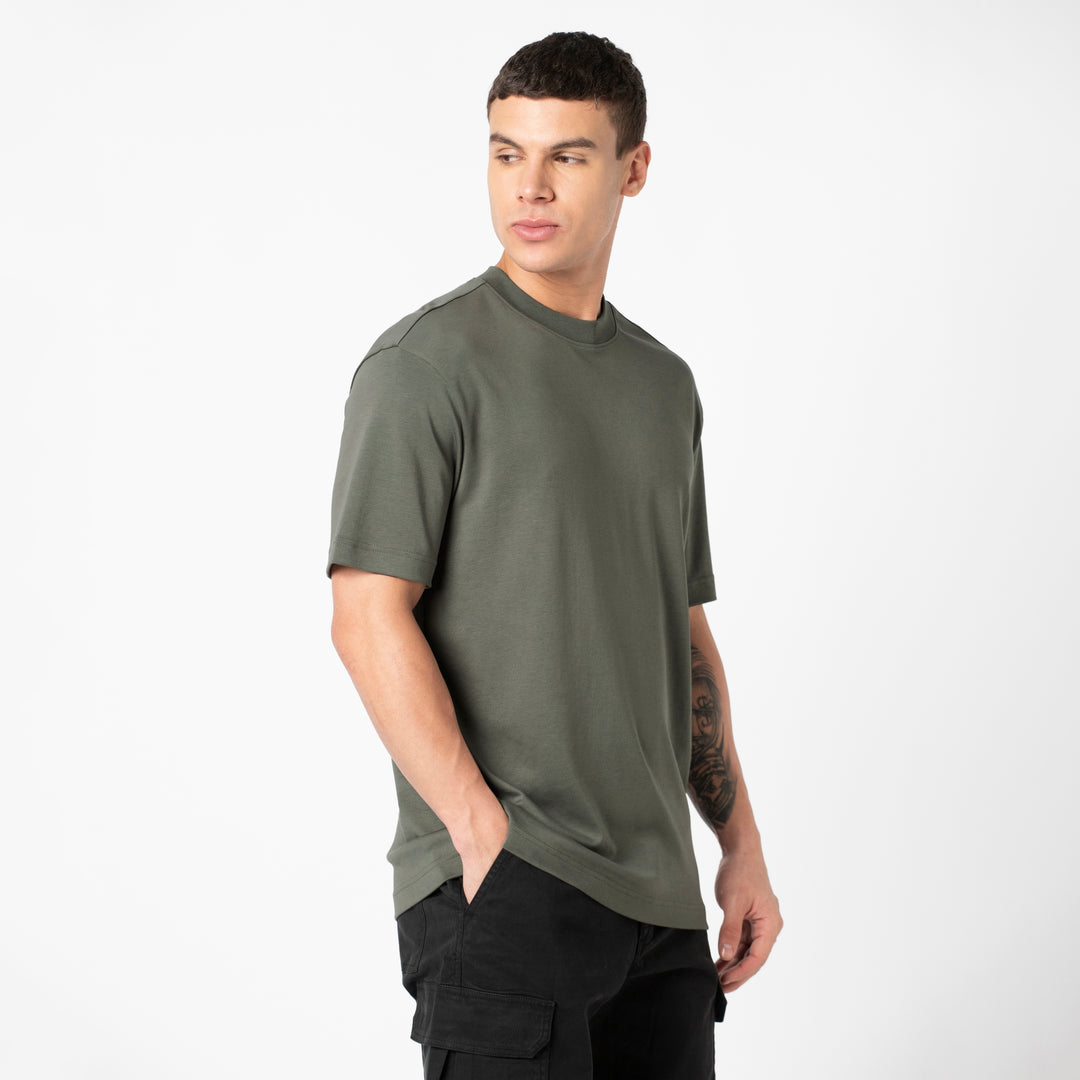 Midweight Supima Tee Graphite side on model