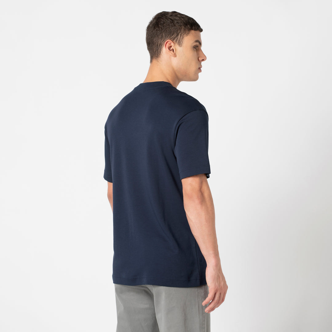 Midweight Supima Tee Navy back on model