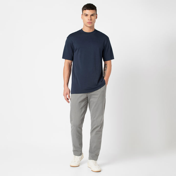 Midweight Supima Tee Navy full body on model