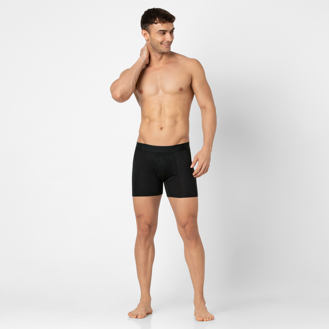 Modal Boxer Brief Black full body on model