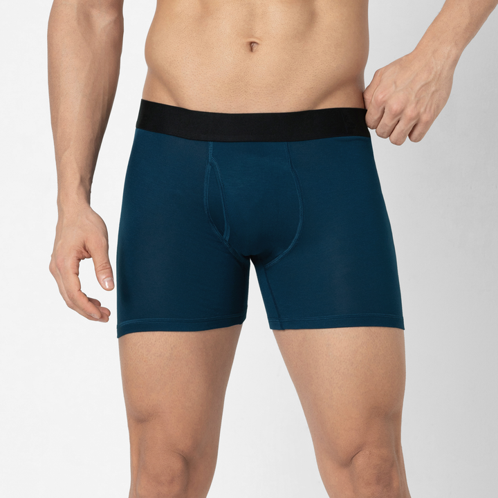 Modal Boxer Brief Ocean front on model