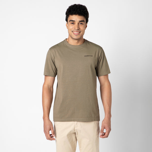 Natural Dye Logo Tee Fossil front on model