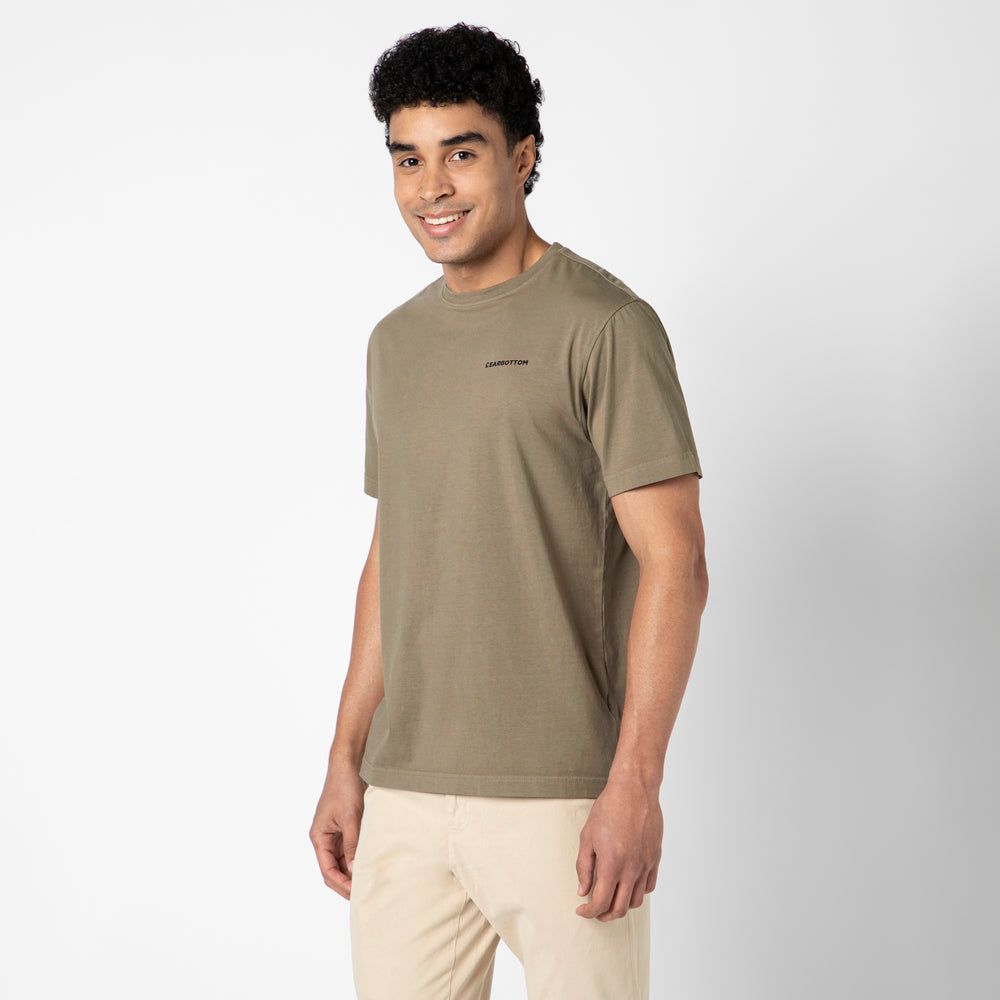 Natural Dye Logo Tee Fossil side on model