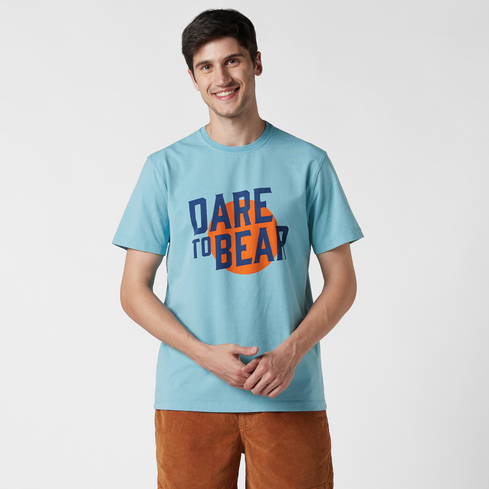 Natural Dye Graphic Tee Dare to Bear front on model