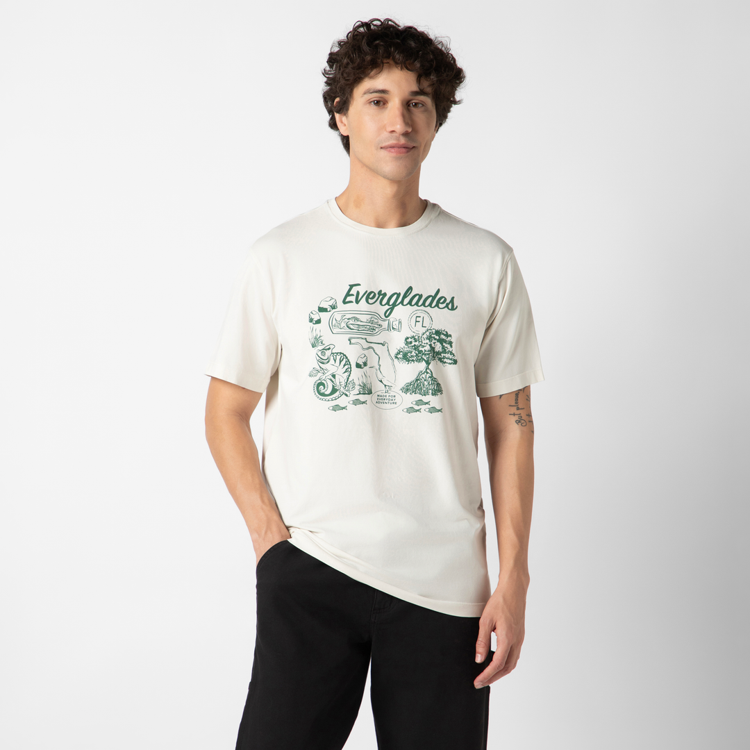 Natural Dye Graphic Tee Everglades front on model