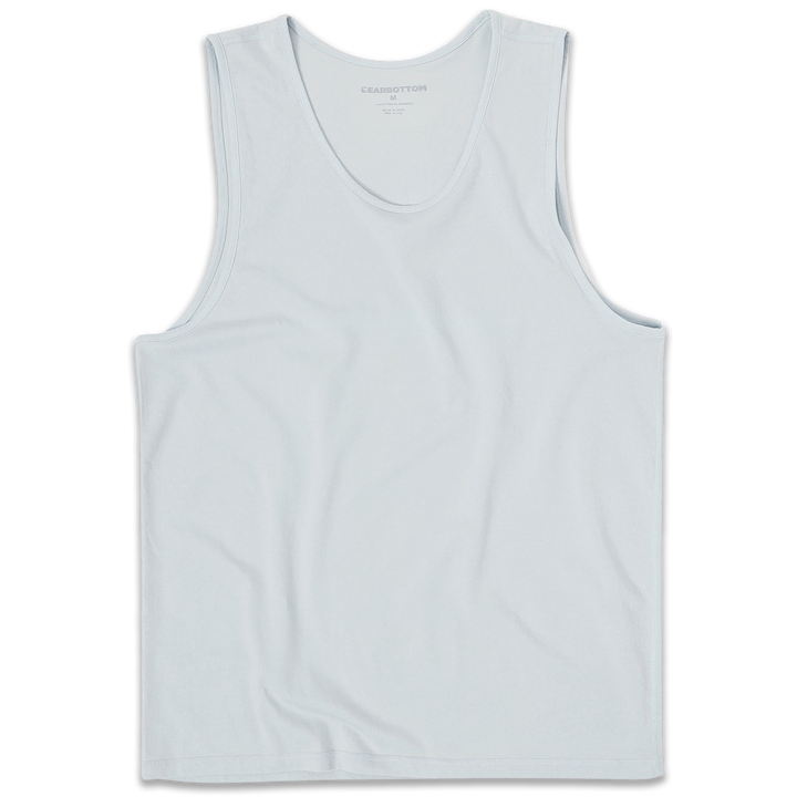 Natural Dye Tank Light Blue front with crewneck