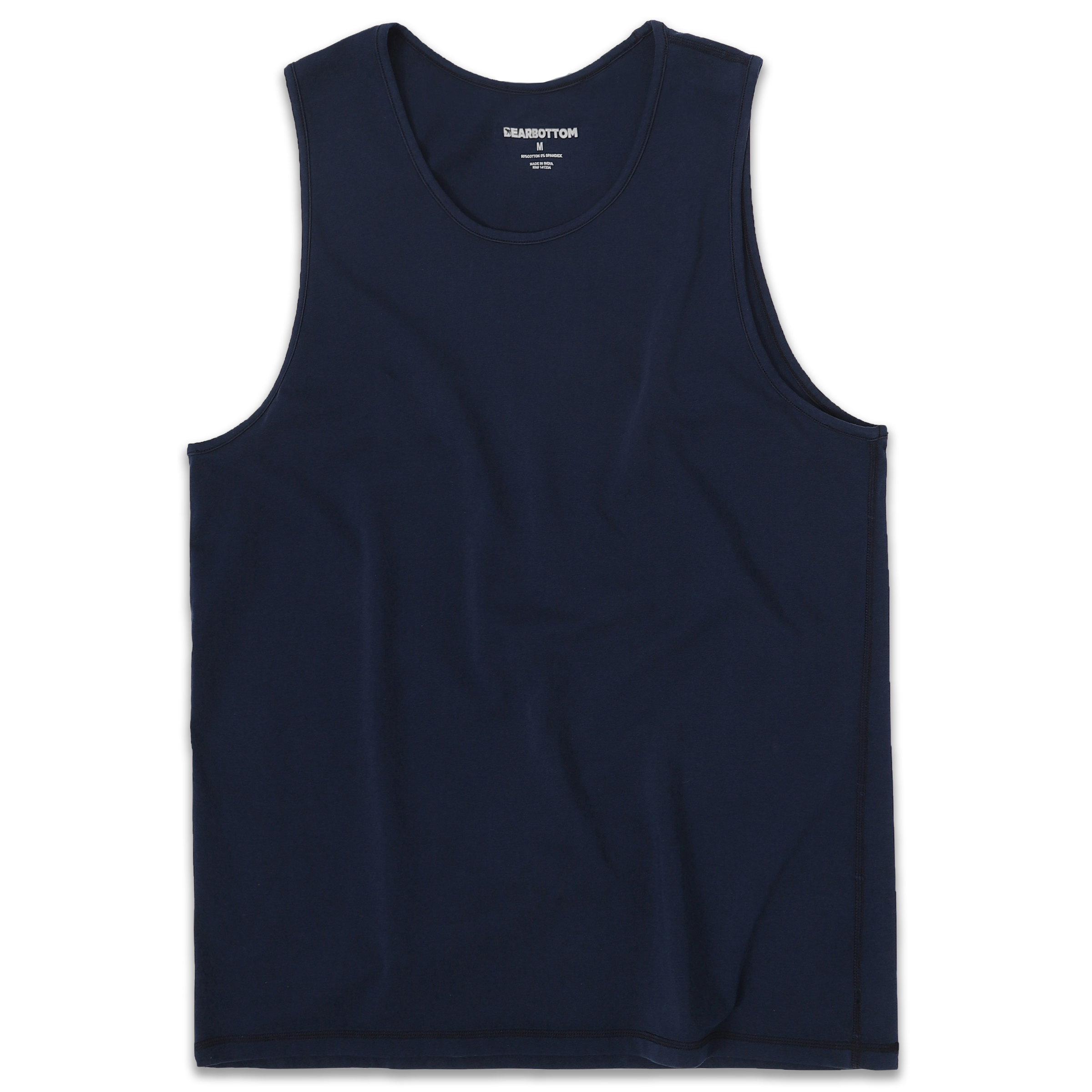 Natural Dye Tank Navy front with crewneck