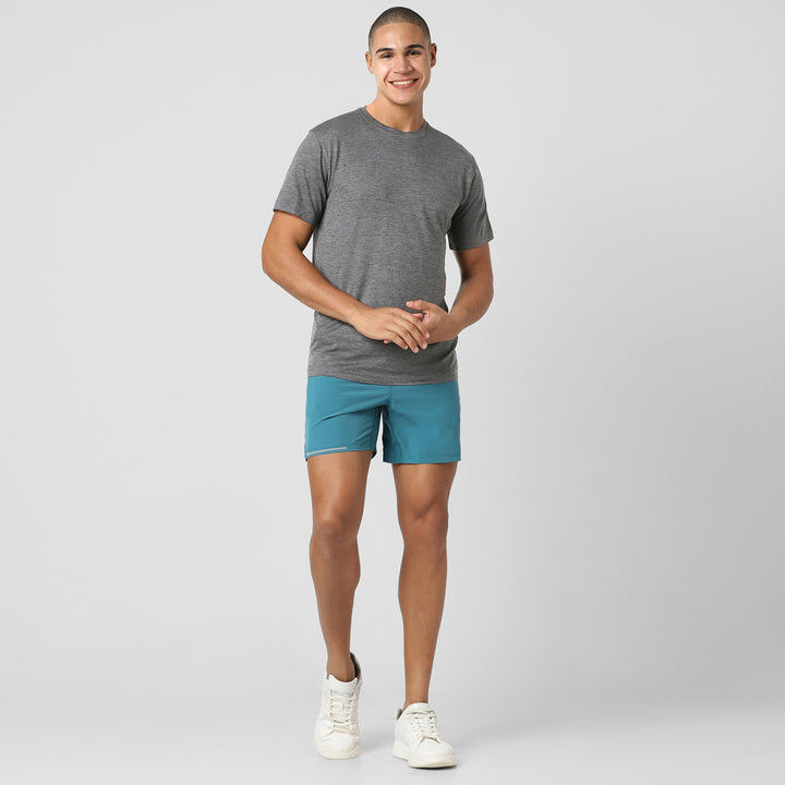 Tech Tee Coal full body on model