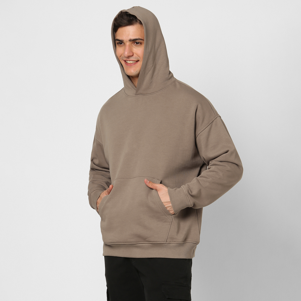 Oversized Hoodie Mocha side on model