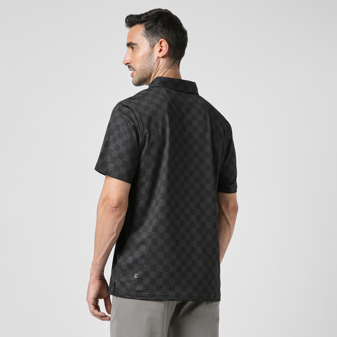 Performance Polo Black Checkers back on model