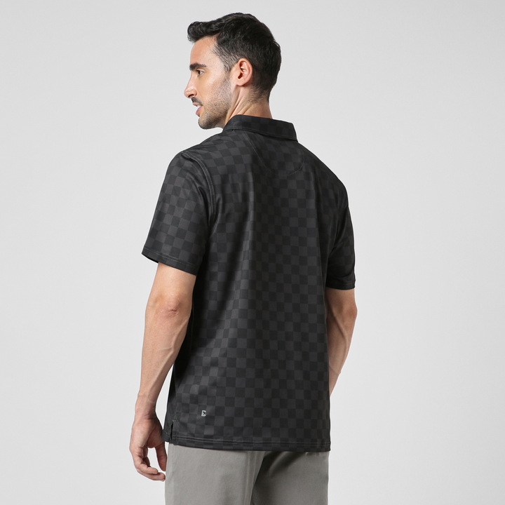 Performance Polo Black Checkers back on model