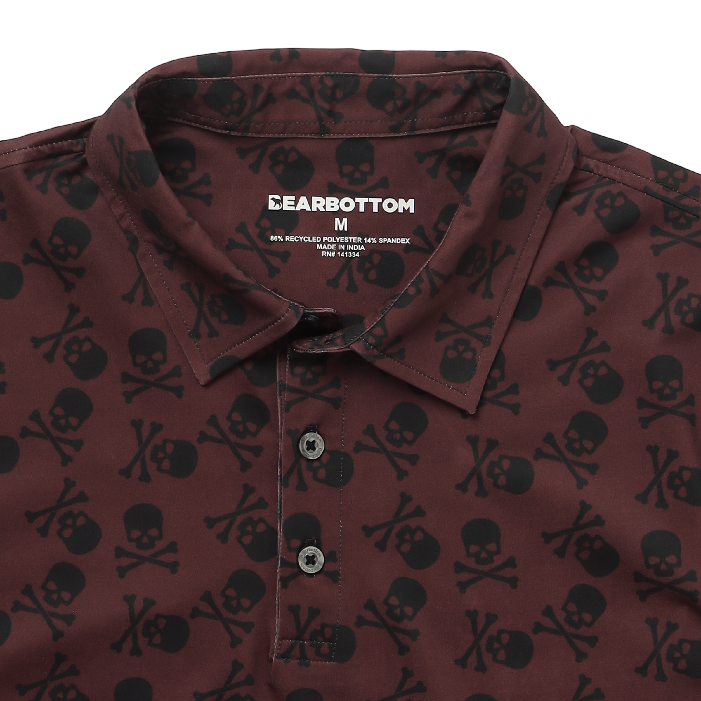 Performance Polo Pirate Skull close up collar