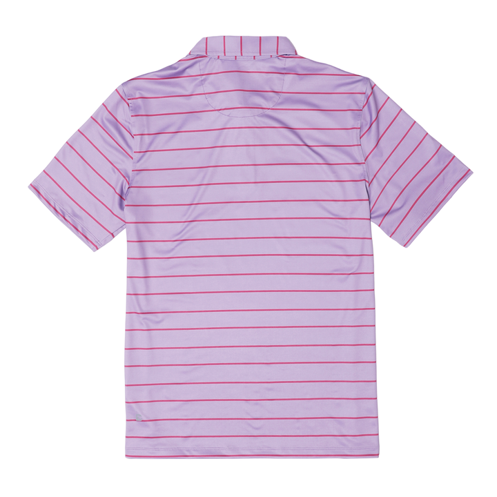 Performance Stripe Polo Lilac Stripe back with collar and short sleeves