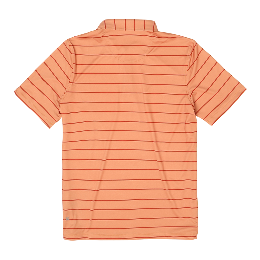 Performance Stripe Polo Peach Stripe back with collar and short sleeves