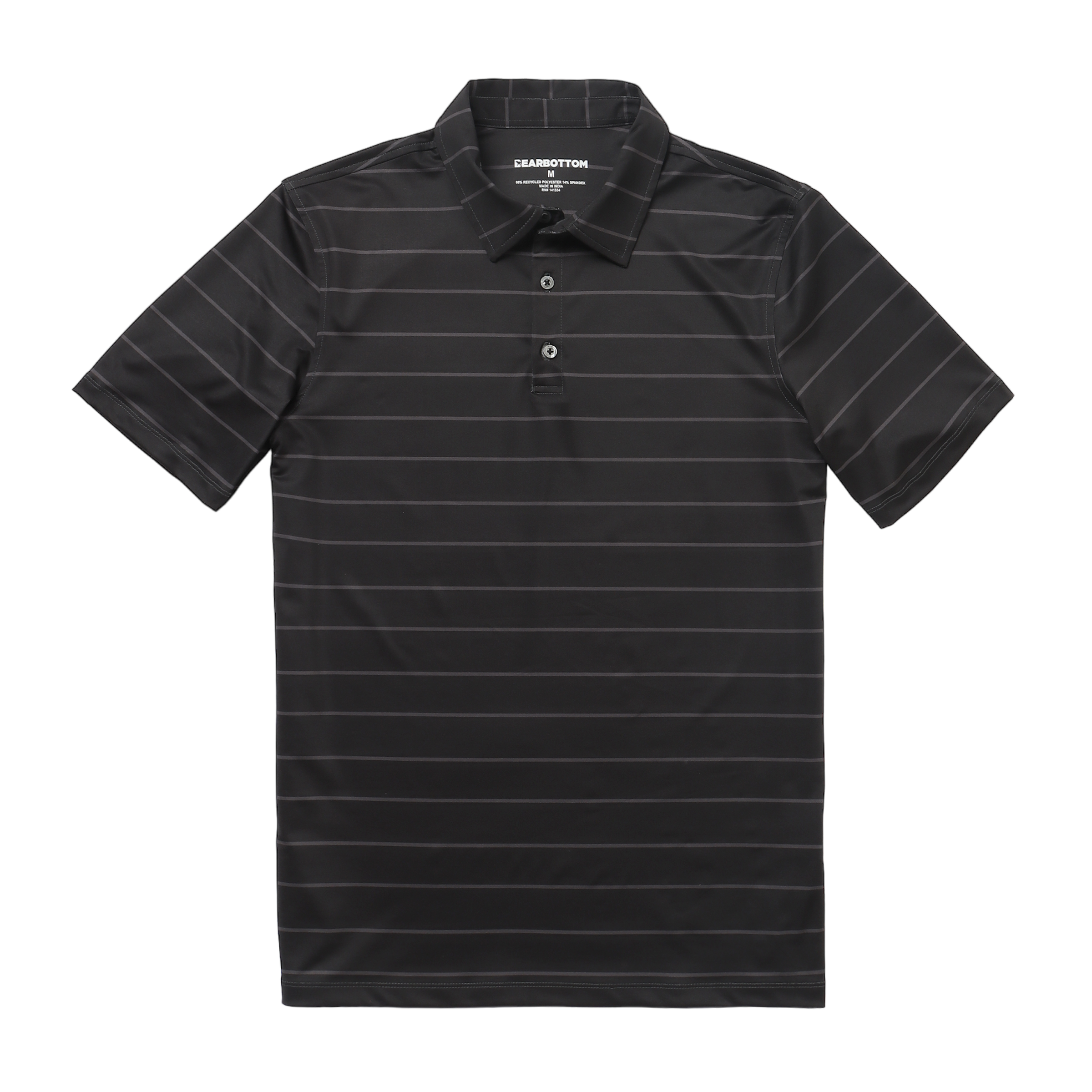 Performance Stripe Polo Shadow Stripe front with collar, short sleeves, and 3 buttons