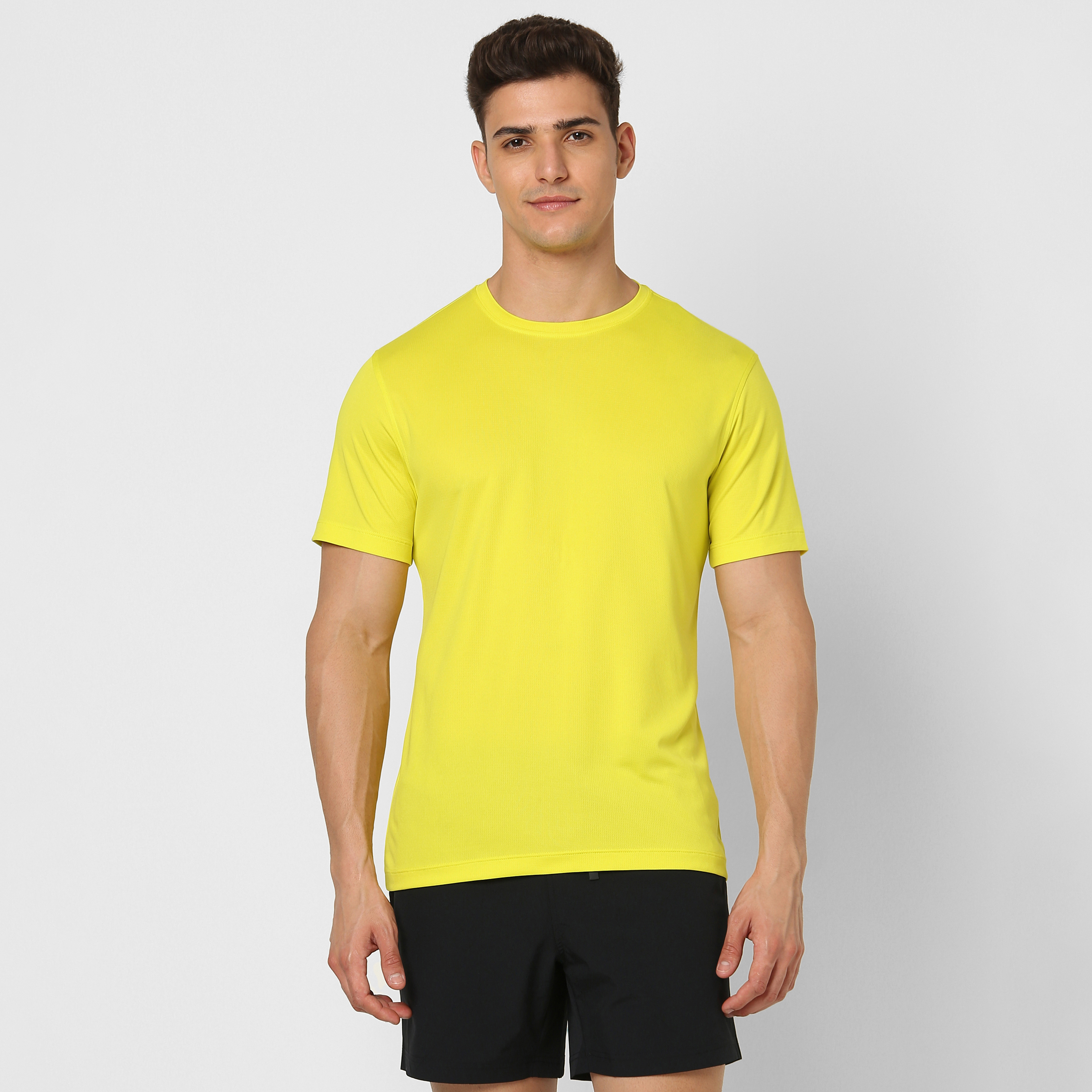 Power Tee Yellow front on model