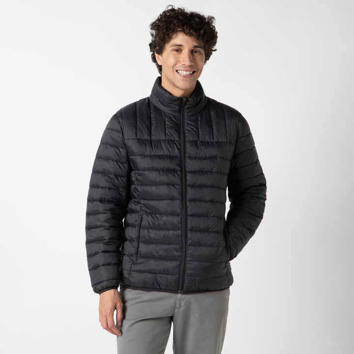 PrimaLoft Packable Jacket Black front on model