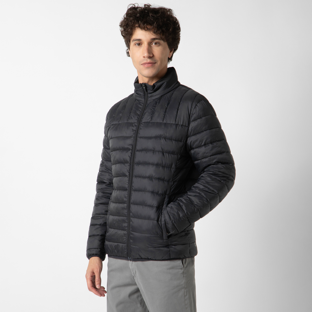 PrimaLoft Packable Jacket Black side on model