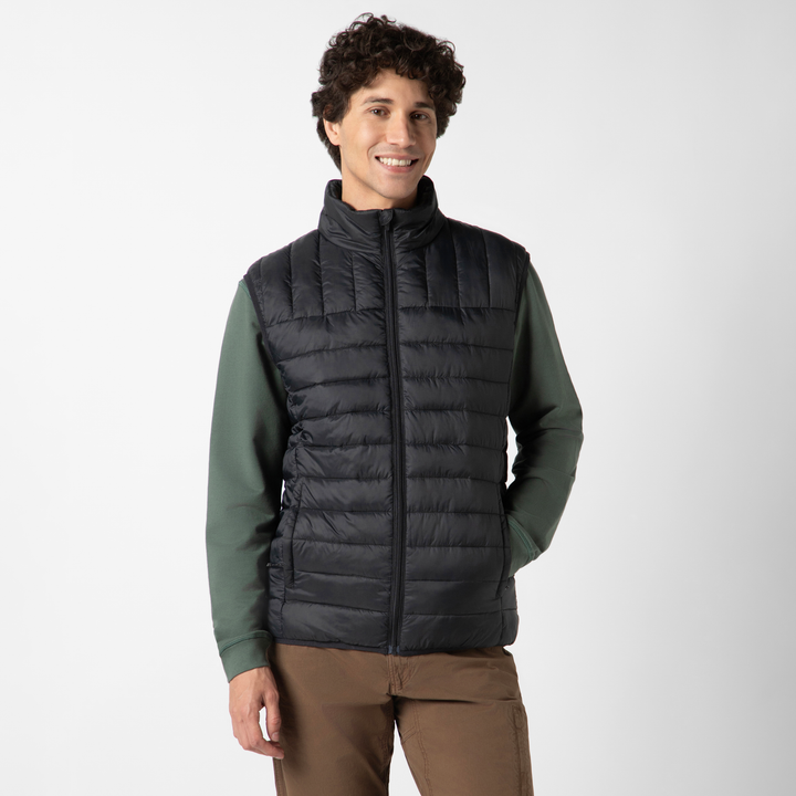 PrimaLoft Packable Vest Black front on model