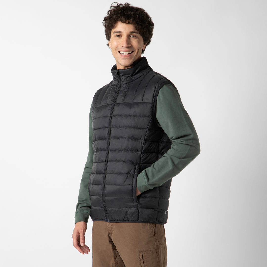 PrimaLoft Packable Vest Black side on model