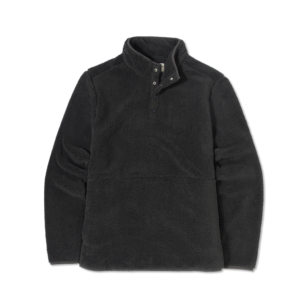 Quarter Snap Sherpa Pullover Black front flat