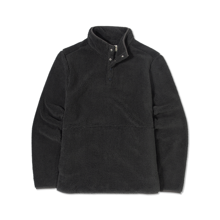 Quarter Snap Sherpa Pullover Black front flat