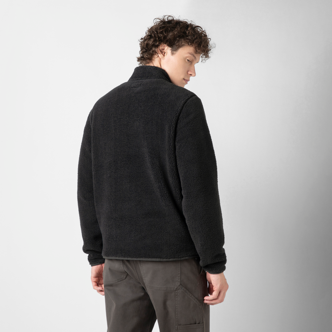 Quarter Snap Sherpa Pullover Black back on model