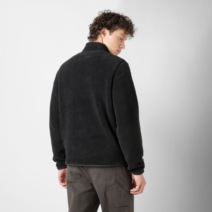 Quarter Snap Sherpa Pullover Black back on model