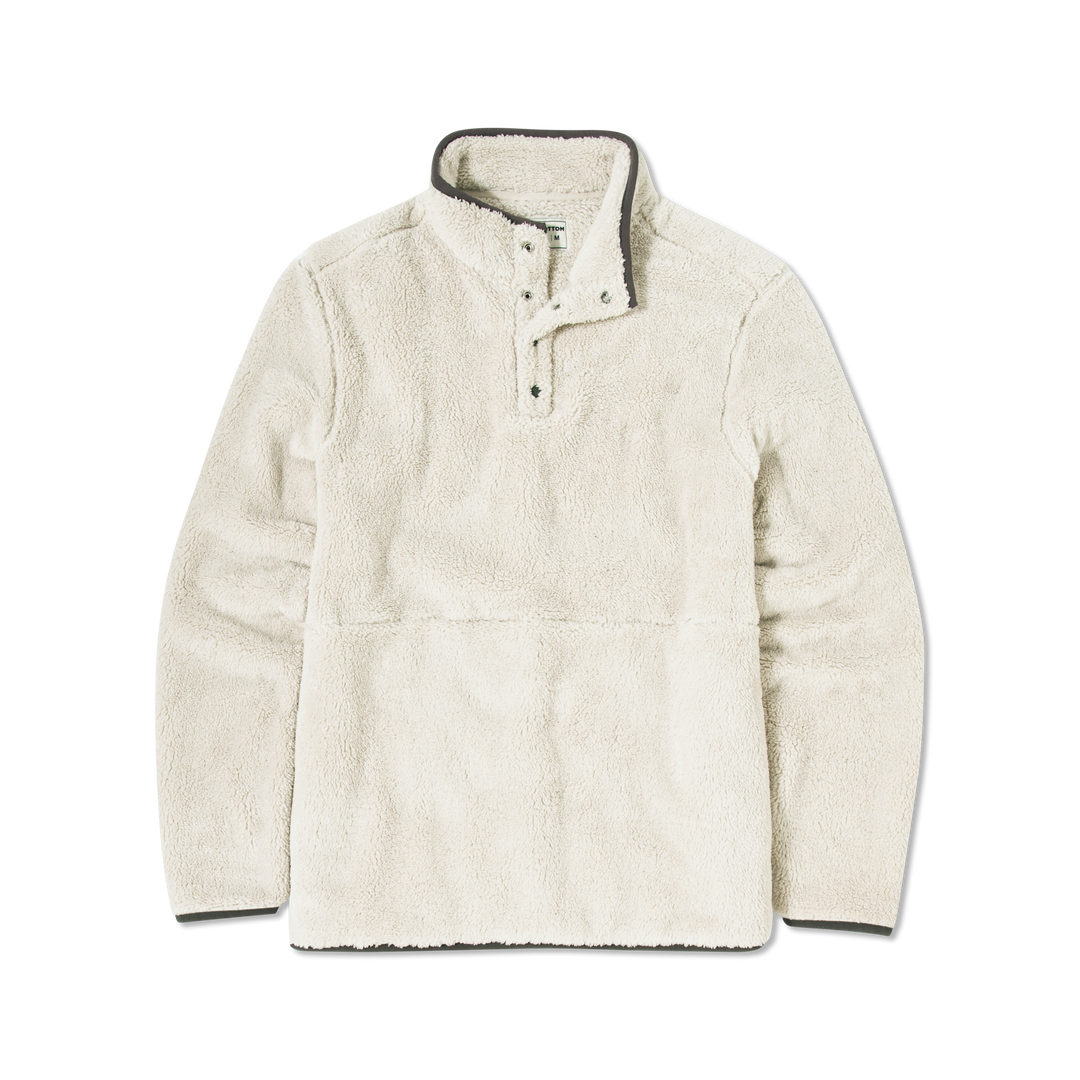 Quarter Snap Sherpa Pullover Bone front flat