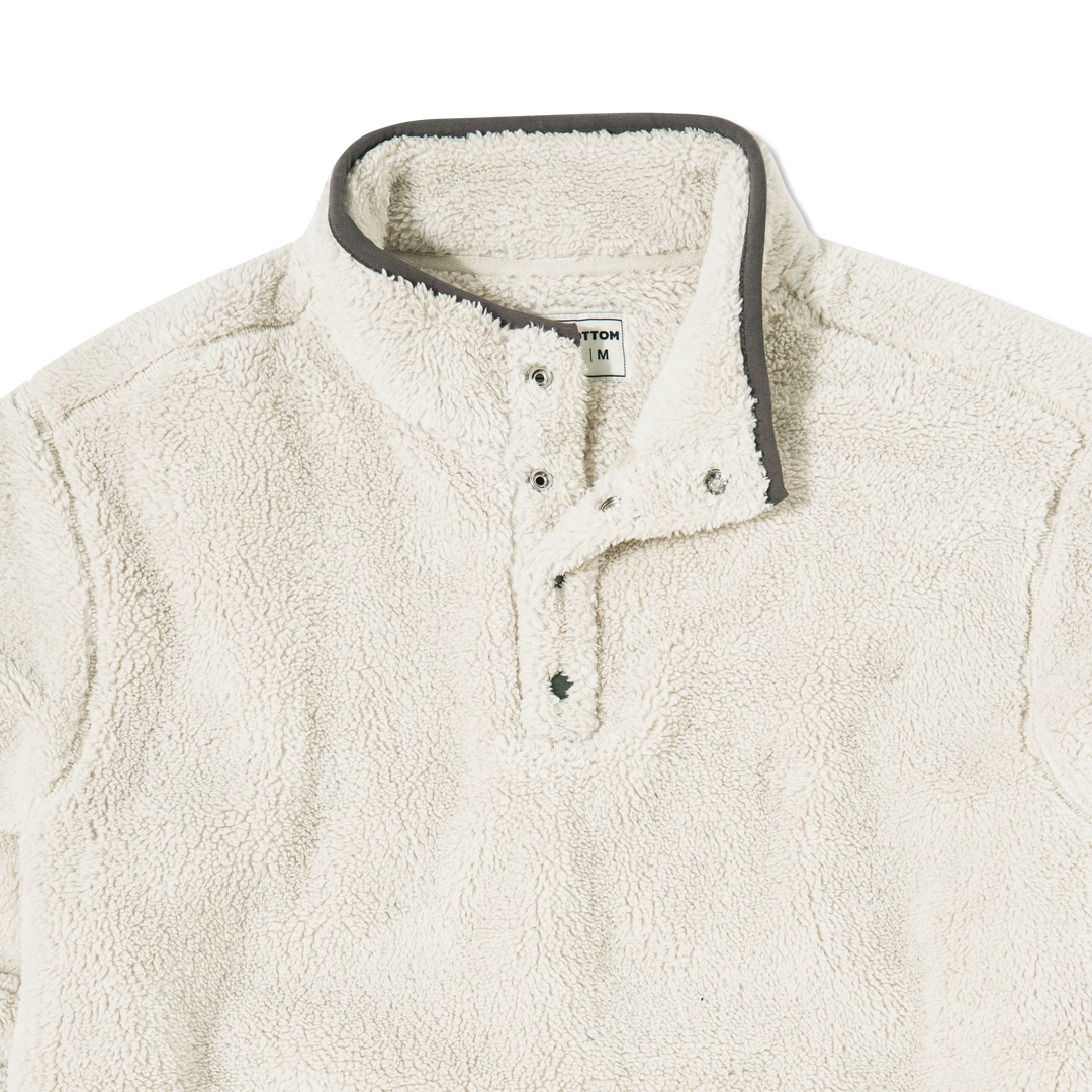 Quarter Snap Sherpa Pullover Bone collar close up flat