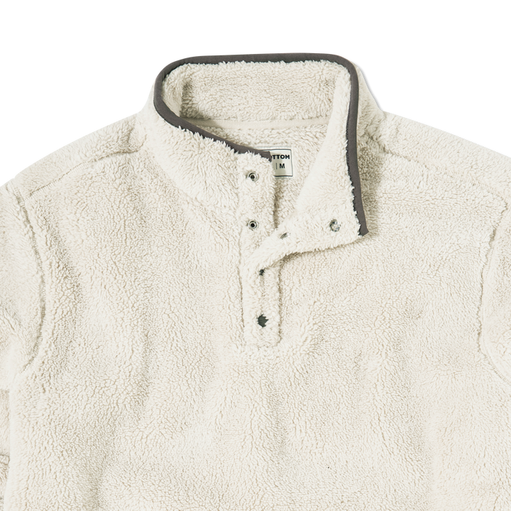 Quarter Snap Sherpa Pullover Bone collar close up flat