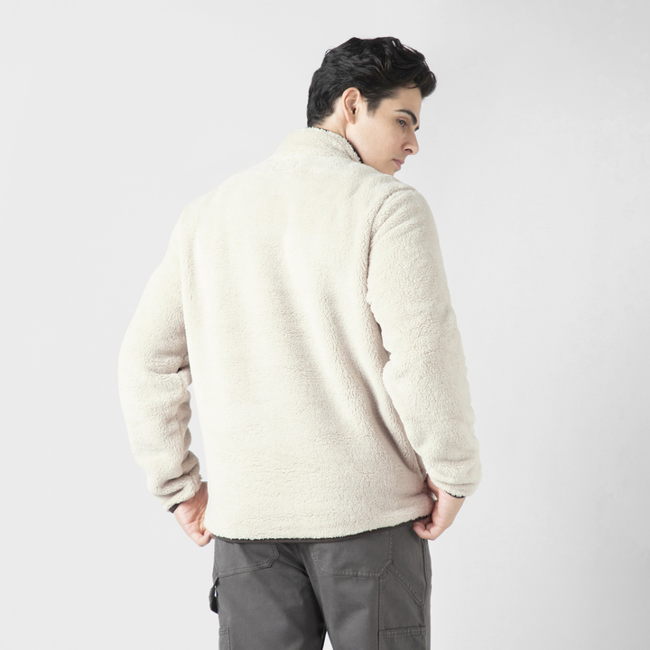 Quarter Snap Sherpa Pullover Bone back on model