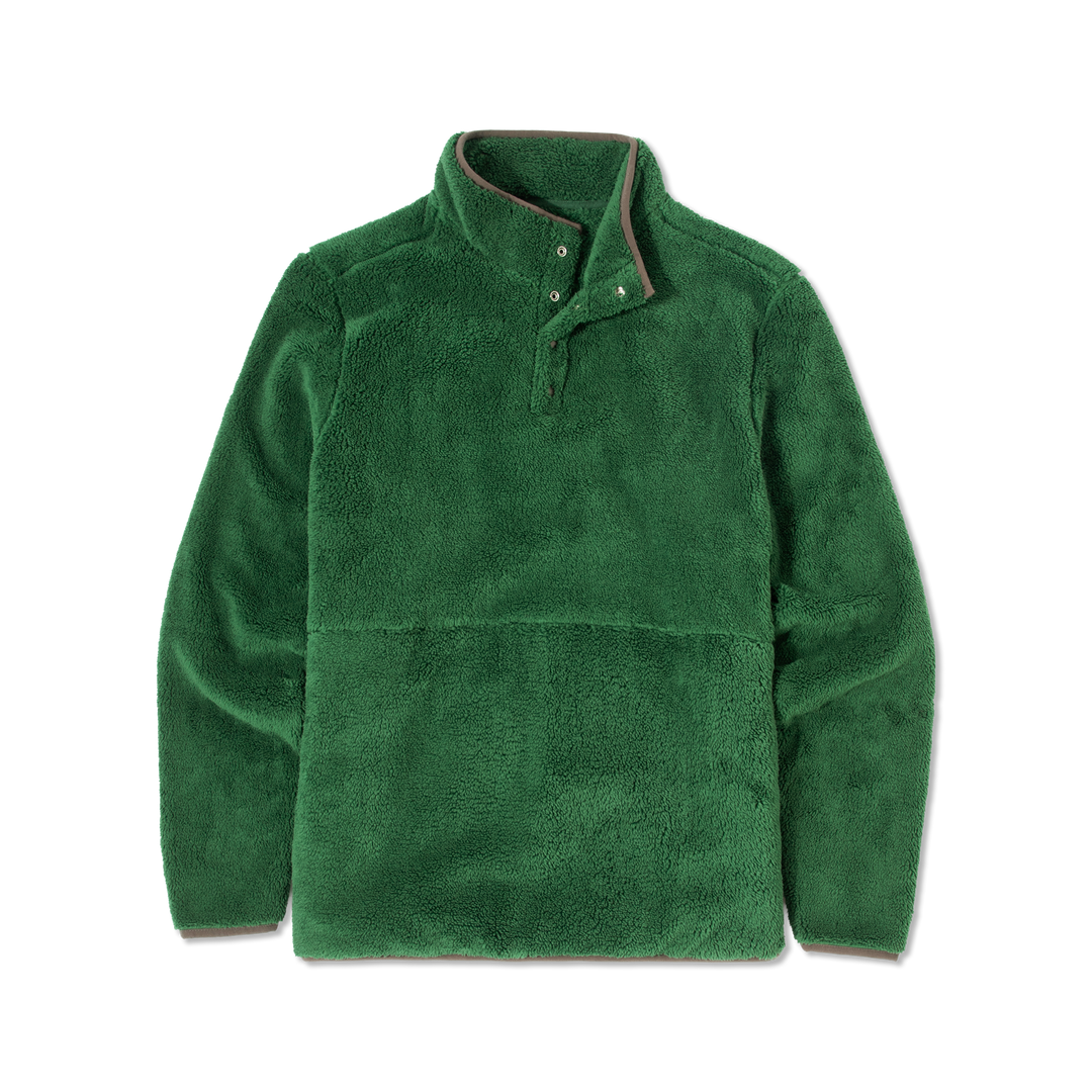 Quarter Snap Sherpa Pullover Duck Green front flat