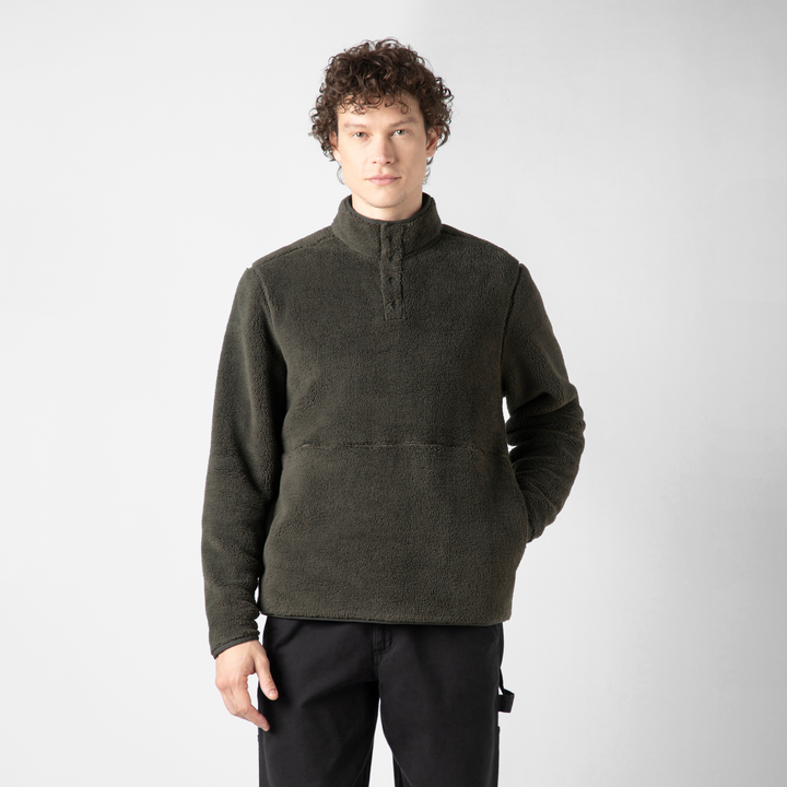 Quarter Snap Sherpa Pullover Shadow front on model